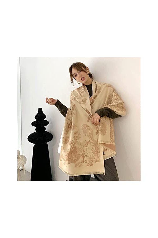 écharpe 2021 Nouvelle écharpe en Laine Marque Femmes Écharpes dhiver Floral Pashmina Chaud Châles Wraps Couverture Épaisse C