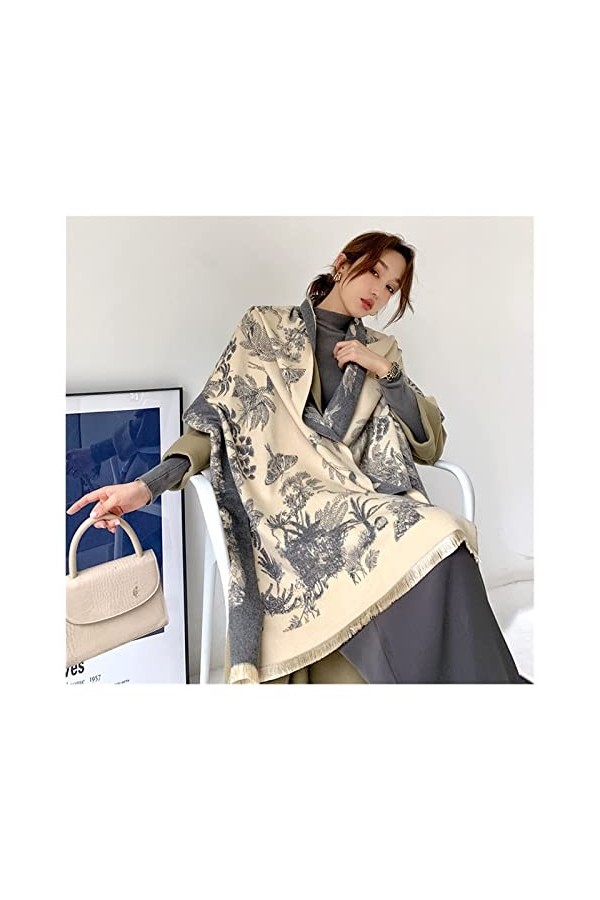 écharpe 2021 Nouvelle écharpe en Laine Marque Femmes Écharpes dhiver Floral Pashmina Chaud Châles Wraps Couverture Épaisse C