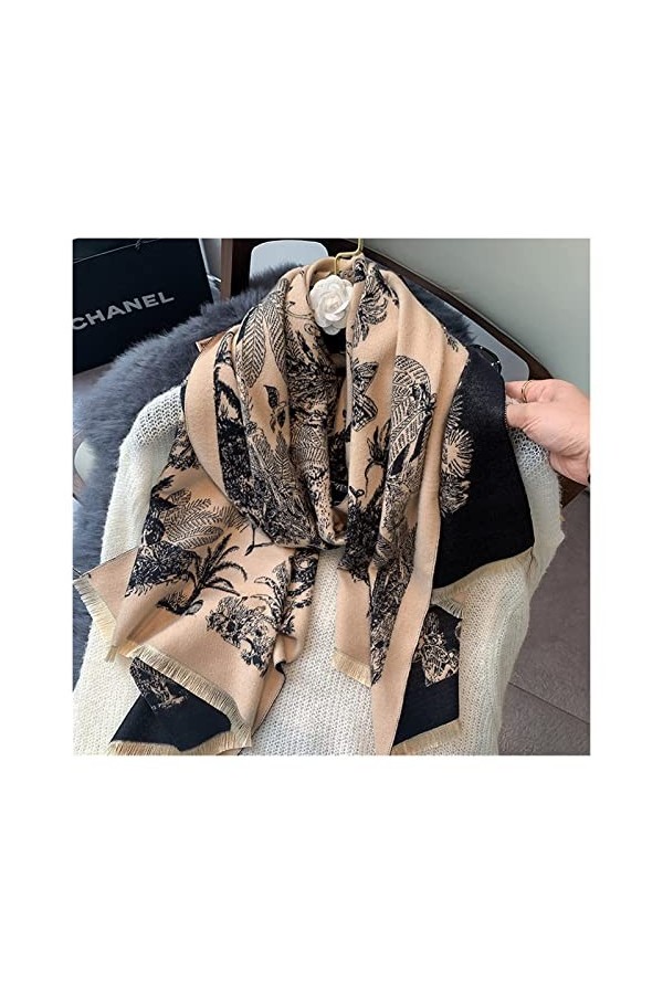 écharpe 2021 Nouvelle écharpe en Laine Marque Femmes Écharpes dhiver Floral Pashmina Chaud Châles Wraps Couverture Épaisse C
