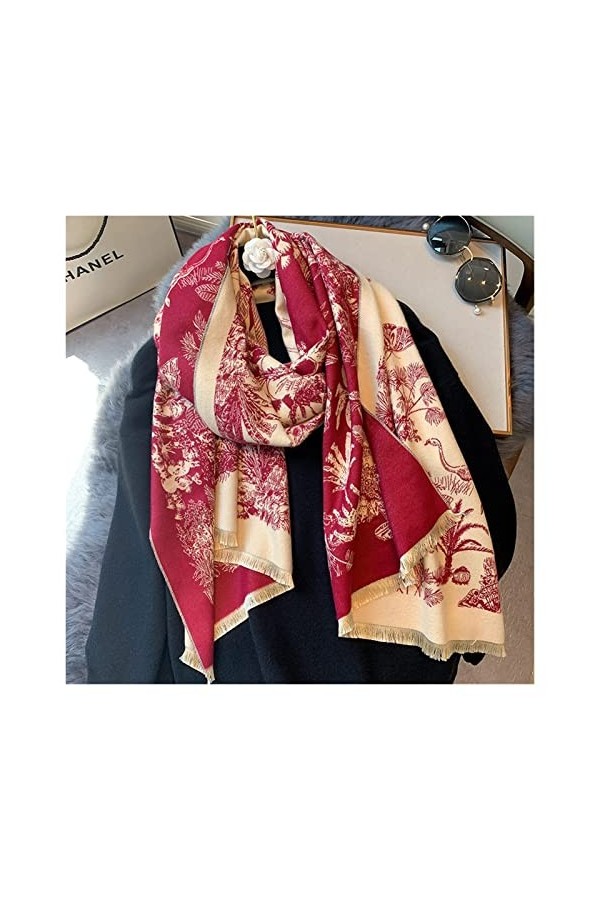 écharpe 2021 Nouvelle écharpe en Laine Marque Femmes Écharpes dhiver Floral Pashmina Chaud Châles Wraps Couverture Épaisse C