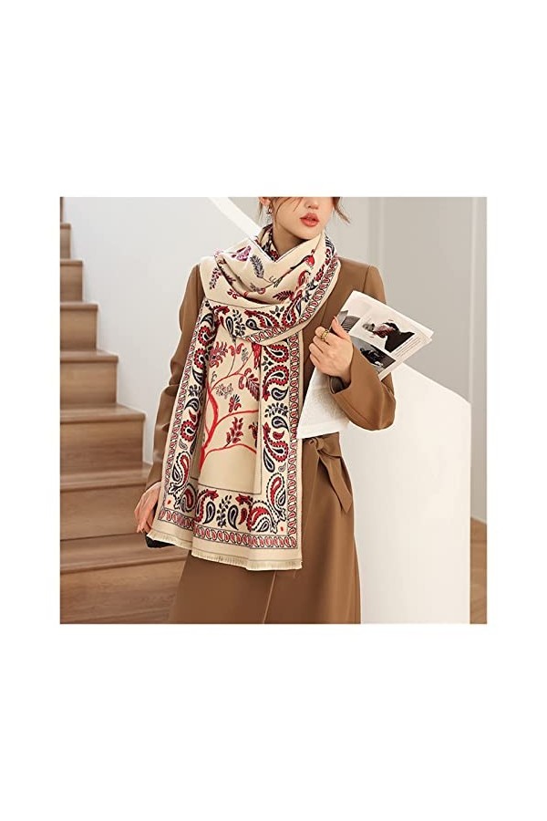 écharpe 2021 Nouvelle écharpe en Laine Noix de cajou Femmes Écharpes dhiver Floral Pashmina Châles Chauds Wraps Couverture é