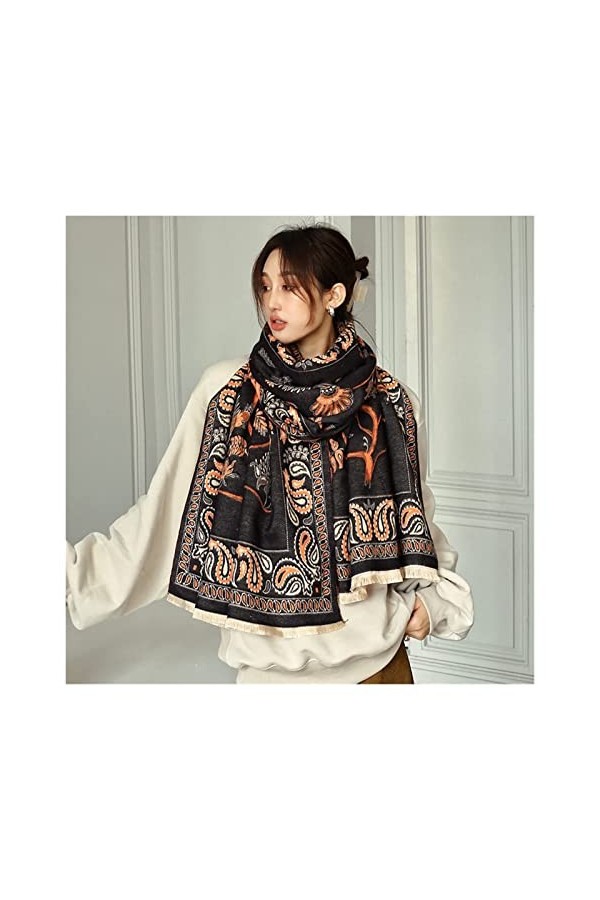 écharpe 2021 Nouvelle écharpe en Laine Noix de cajou Femmes Écharpes dhiver Floral Pashmina Châles Chauds Wraps Couverture é