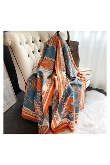 écharpe 2021 Nouvelle écharpe en Laine Femmes Écharpes dhiver Rétro Fleur Imprimer Pashmina Chaud Châles Wraps Couverture Co