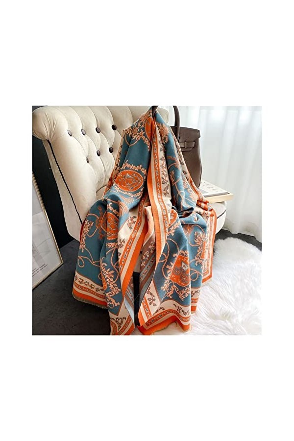 écharpe 2021 Nouvelle écharpe en Laine Femmes Écharpes dhiver Rétro Fleur Imprimer Pashmina Chaud Châles Wraps Couverture Co