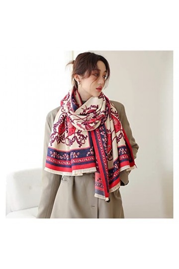 écharpe 2021 Nouvelle écharpe en Laine Femmes Écharpes dhiver Rétro Fleur Imprimer Pashmina Chaud Châles Wraps Couverture Co