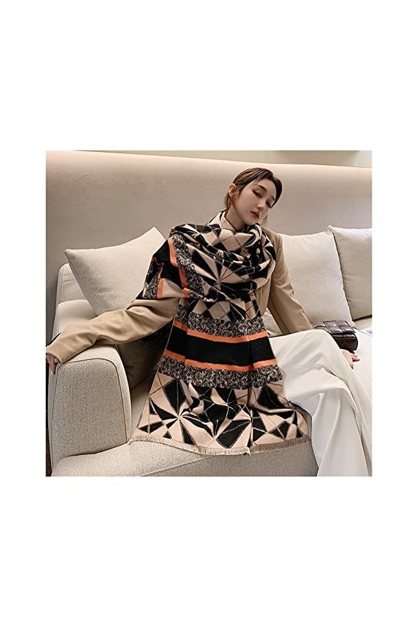 écharpe 2021 Nouvelle écharpe en Laine Marque Double Face Femmes Écharpes dhiver Chaudes Géométrie épaisse Châle Wrap Pashmi