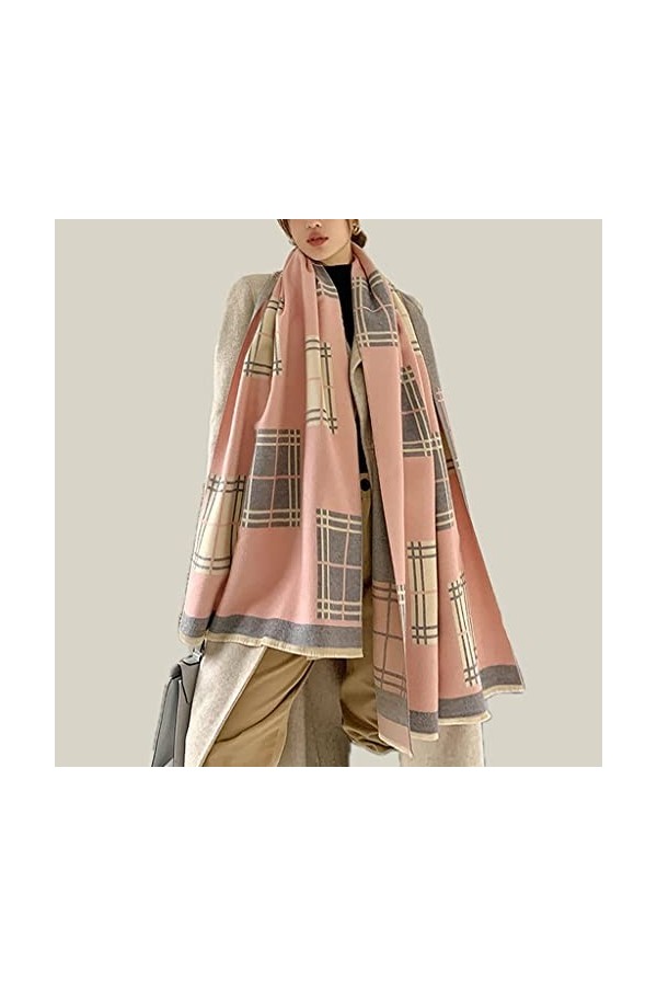 Samnuerly Écharpe dhiver, écharpe châle Femme écharpe imprimée à Carreaux écharpe dhiver Double Face épaisse Chaude Pashmin