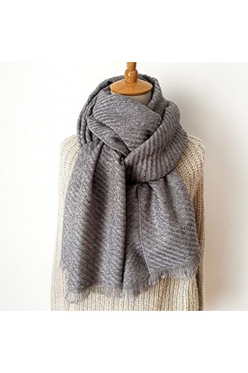 TWDYC Tricot en Cachemire Pashmina écharpe Longue écharpe Soldat Couleur Plus épais Plus Chaud Hiver Mode écharpe Cadeau pour