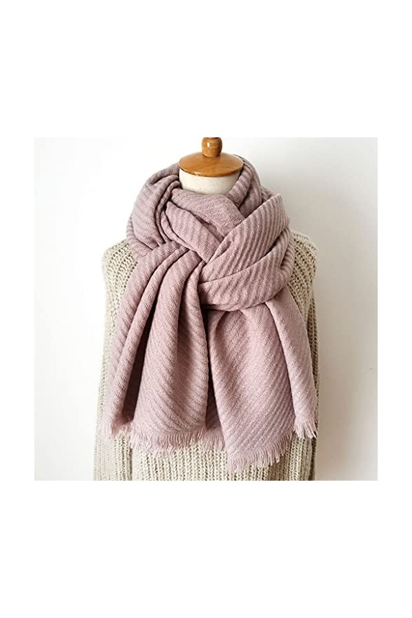 TWDYC Tricot en Cachemire Pashmina écharpe Longue écharpe Soldat Couleur Plus épais Plus Chaud Hiver Mode écharpe Cadeau pour