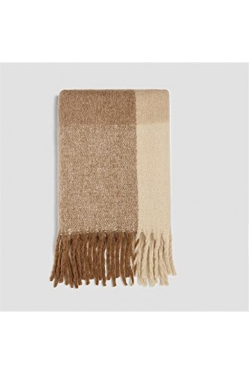 LSDJGDDE Cachemire Femmes Écharpe à Carreaux Hiver Châles Chauds et enveloppements Bandana Pashmina Long Tassel Couverture ép