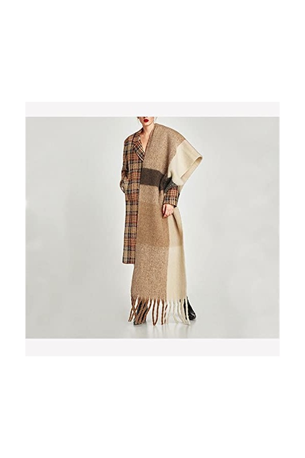 LSDJGDDE Cachemire Femmes Écharpe à Carreaux Hiver Châles Chauds et enveloppements Bandana Pashmina Long Tassel Couverture ép