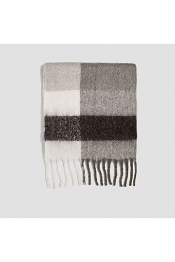 LSDJGDDE Écharpe à Carreaux Femmes Cachée Écharpe Hiver Chapeaux Chauds et enveloppements Bandana Pashmina Long Tassel Couver