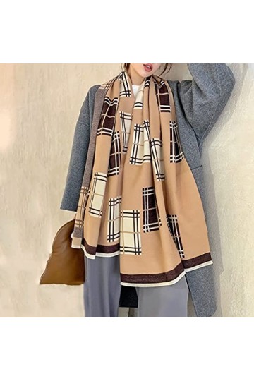 LSDJGDDE Plaid Imprimer Écharpe en Cachemire Hiver Femme Double Face épais épais Chaude Folle Foulard de châle Pashmina Foula