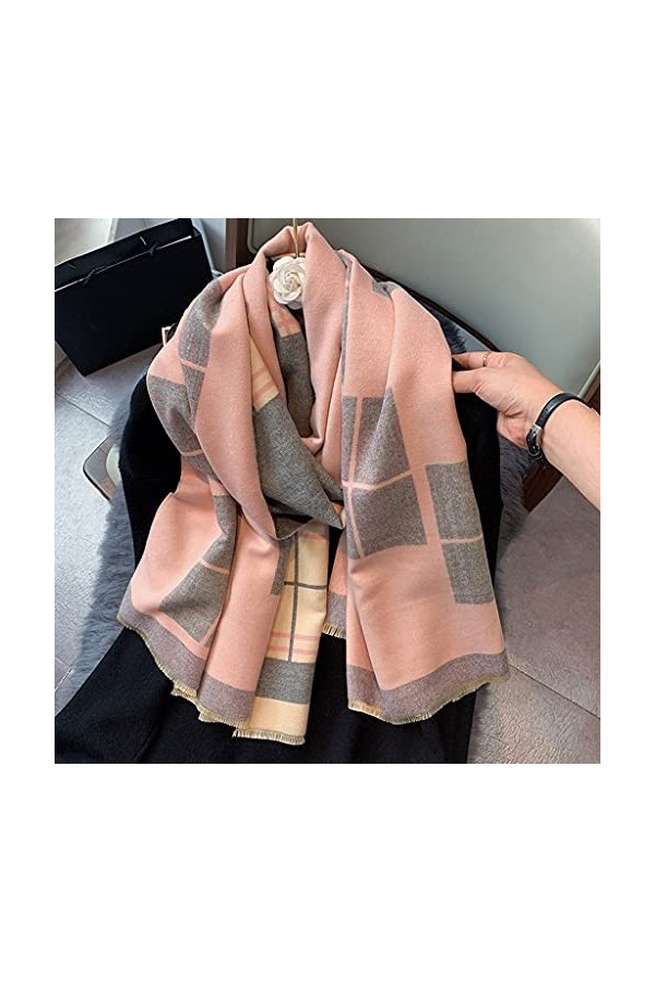 LSDJGDDE Pashmina Foulards Foulards à Carreaux Paillettes Impression châle écharpe Cachemire écharpe Hiver féminin Double Fac