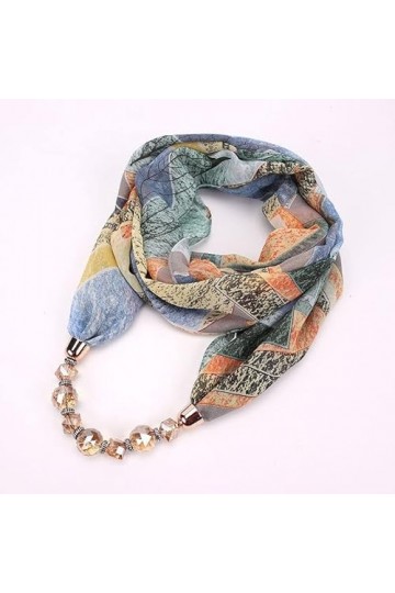 Echarpes femme Pendentif Collier Écharpe for Femme Imprimer Mousseline de Soie & Champagne Pendentifs Écharpe Femme Accessoir