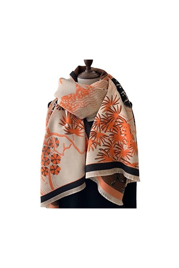 ACiyD Écharpe Hiver Écharpes Chaudes Cachemire Épais Bandanas Écharpes Imprimées De Luxe Couvertures Châles Et Châles pour Fe