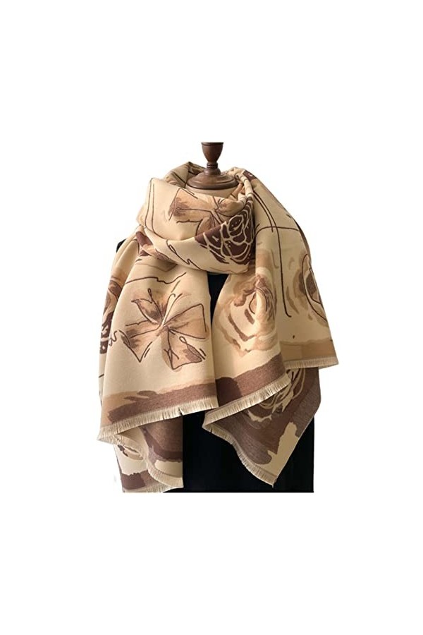 ACiyD Écharpe Dames Écharpe dhiver Floral Femmes Faux Cachemire Châle Et Wrap Épais Chaud Couverture De Printemps Châle-Bleu