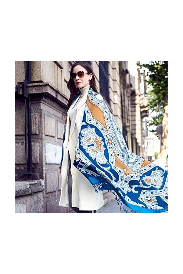 Écharpe Femme 100% Cachemire Écharpe Chaude Mode Impression Écharpe Enveloppée Châle Surdimensionné Écharpe Multifonctionnell