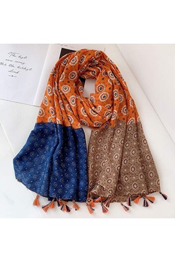 Femmes Coton Gland châle aztèque Floral Patchwork Style Pashmina Wrap épais Protection Solaire été Doux châle