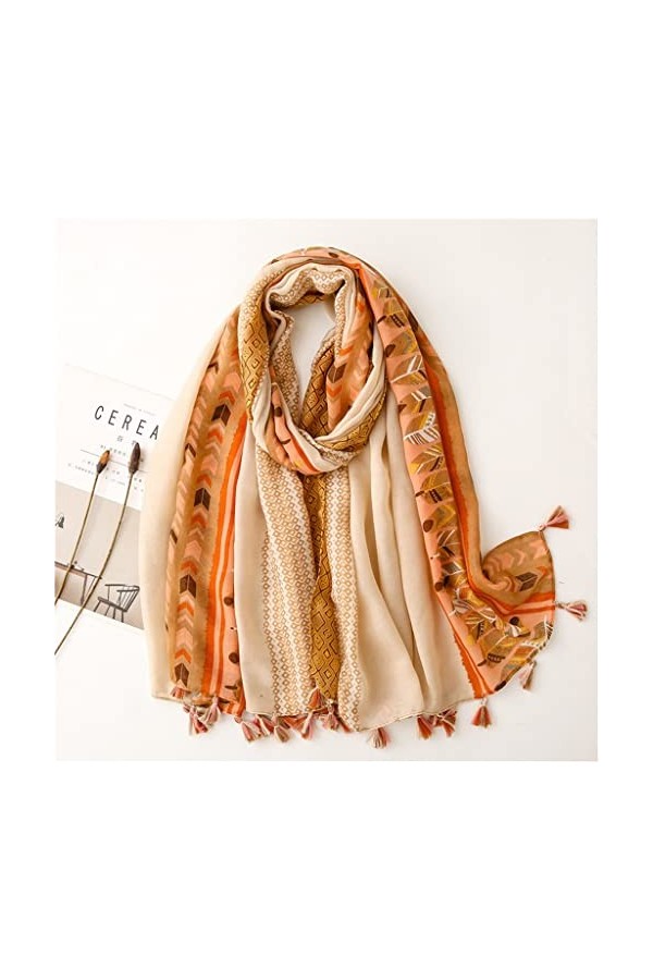 ZAIZAI Feathny Tassel Tassel Viscose Châle Écharpe Femmes Wrap Pashmina Sole Bufandas Color : A, Size : 180cm*90cm 