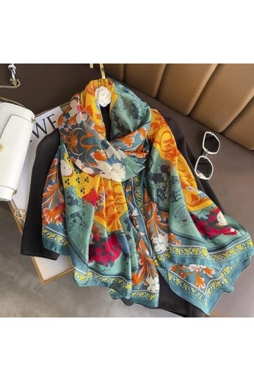 TWDYC Écharpe en Soie Femmes musulmans Hijab Long châles Enveloppement de Pashmina Print Color : A, Size : 180 * 100cm 