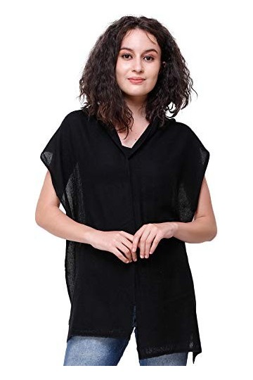 Écharpe Pashmina indien indien avec tissage intégral - Noir - Taille unique