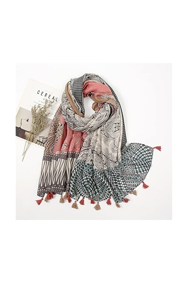 ZAIZAI Femmes Floral Tassel Viscose Châle Écharpe Ladelle Wrap Pashmina Soleil 180 * 90cm Color : B, Size : 180cm*90cm 