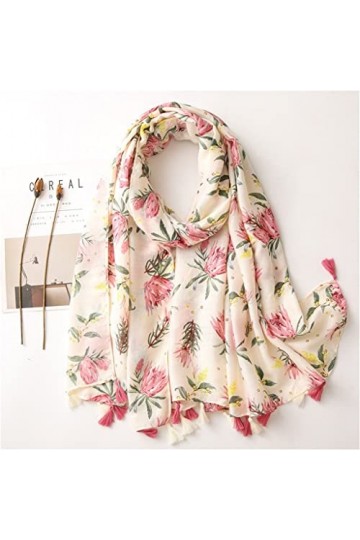 ZAIZAI Femmes Pure Floral Tassel Viscose Châle Écharpe Espagne Imprimer Soft Wrap Pashmina Sole Color : A, Size : 180cm*90cm