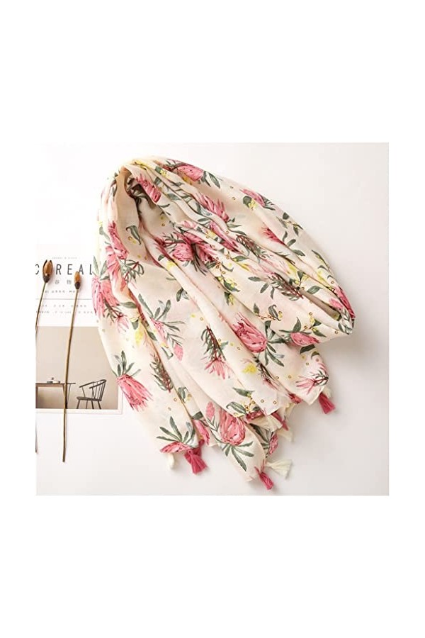 ZAIZAI Femmes Pure Floral Tassel Viscose Châle Écharpe Espagne Imprimer Soft Wrap Pashmina Sole Color : A, Size : 180cm*90cm