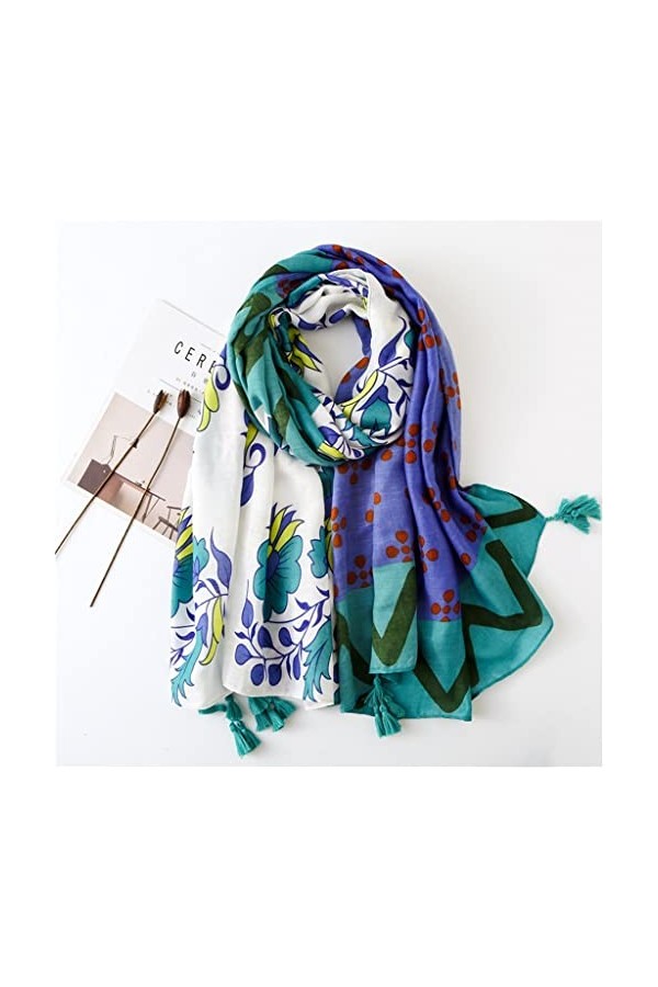 ZAIZAI Floral Tassel Viscose Châle Écharpe Emballage Pashmina volée Bufanda Snood 180 * 100cm Color : A, Size : 180cm*100cm 
