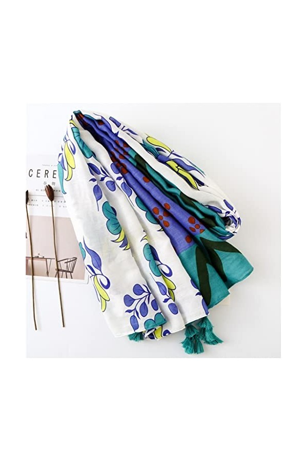 ZAIZAI Floral Tassel Viscose Châle Écharpe Emballage Pashmina volée Bufanda Snood 180 * 100cm Color : A, Size : 180cm*100cm 