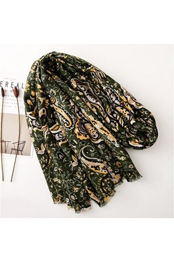 ZAIZAI Armée Green Noix de cajou Floral Frange Viscose châle écharpe Dame Imprimer Soft Pashmina volée Color : A, Size : 180