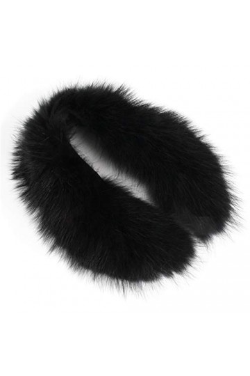 GDYX Écharpe Col écharpe collier de fourrure véritable 100% fourrure naturelle écharpe fourrure châle noir 65cm