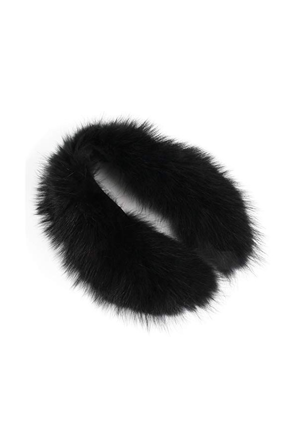 GDYX Écharpe Col écharpe collier de fourrure véritable 100% fourrure naturelle écharpe fourrure châle noir 65cm