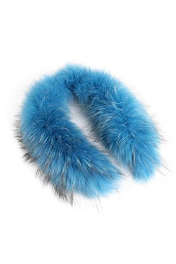 GDYX Écharpe Col écharpe col fourrure véritable 100% fourrure naturelle écharpe fourrure châle fourrure lac 75cm bleu