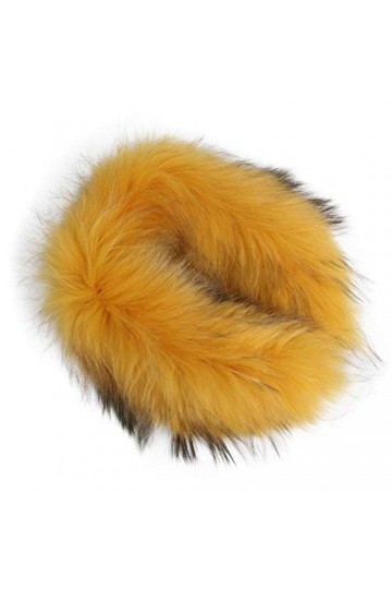 GDYX Écharpe Col écharpe collier de fourrure véritable 100% fourrure naturelle écharpe fourrure châle 75cm jaune