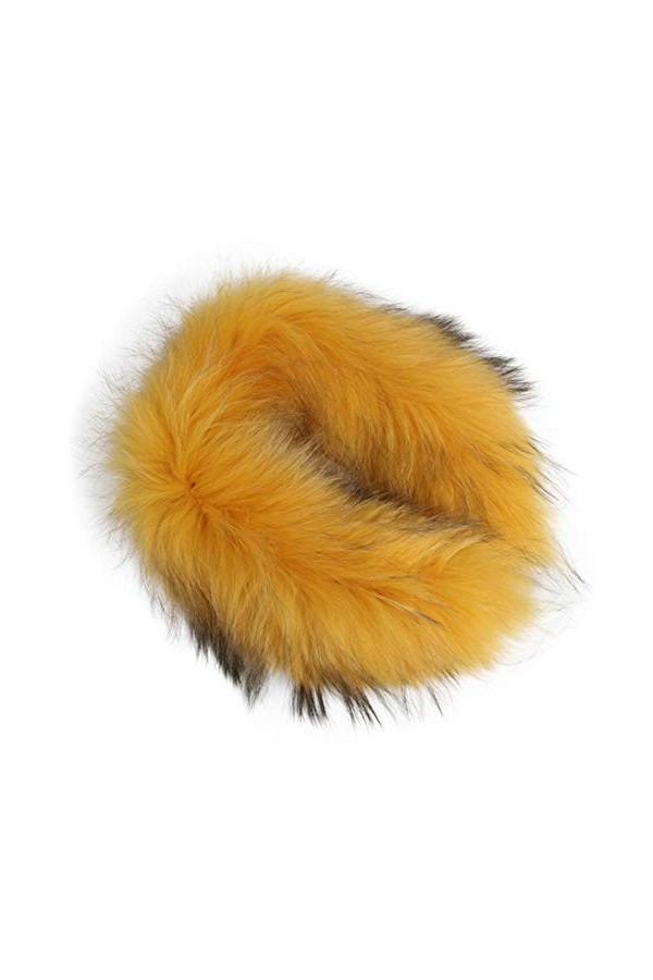 GDYX Écharpe Col écharpe collier de fourrure véritable 100% fourrure naturelle écharpe fourrure châle 75cm jaune