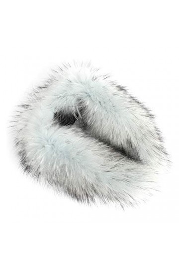 GDYX Écharpe Col écharpe collier de fourrure véritable 100% fourrure naturelle écharpe fourrure châle 80cm blanc et vert