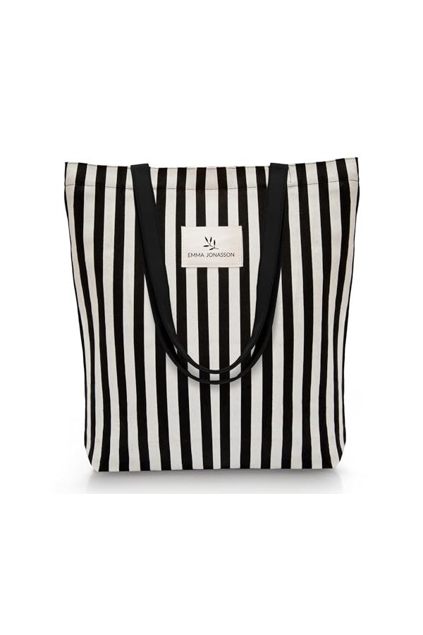 Emma Jonasson Tote Bag Femme - Sac Tissu avec Fermeture éclair et Poche intérieure - Sac en Toile Femme - Aestetic Coton Bag 