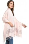 Exotic India Étole en cachemire rose nacré du Népal avec perles sur la bordure.