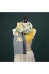 RFEGEF Femme Écharpe Pashmina,Dames Écharpes Et Châles Jaune Rétro Dégradé Fleur Broderie Laine Gland Long Doux Hiver Écharpe