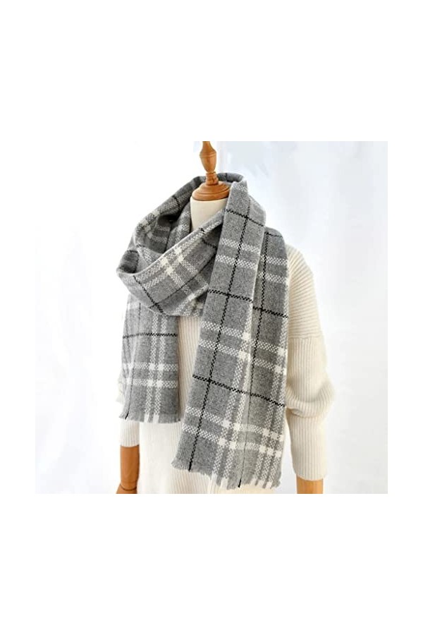 EXENXA Châle en Laine Classique Gris Plaid Longue Écharpe Femmes Hiver Casual Bandana Chaud Pashmina Foulards Couleur : B, T