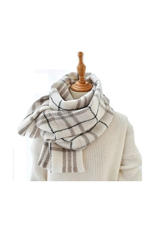 EXENXA Châle en Laine Classique Gris Plaid Longue Écharpe Femmes Hiver Casual Bandana Chaud Pashmina Foulards Couleur : B, T