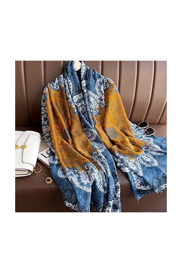 Xwwdp Écharpe en Soie Femmes musulmans Hijab Long châles Enveloppement de Pashmina Print Color : A, Size : One Size 