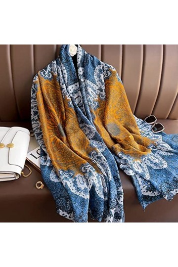 NXYJD Écharpe en Soie Femmes musulmans Hijab Long châles Enveloppement de Pashmina Print Color : A, Size : One Size 