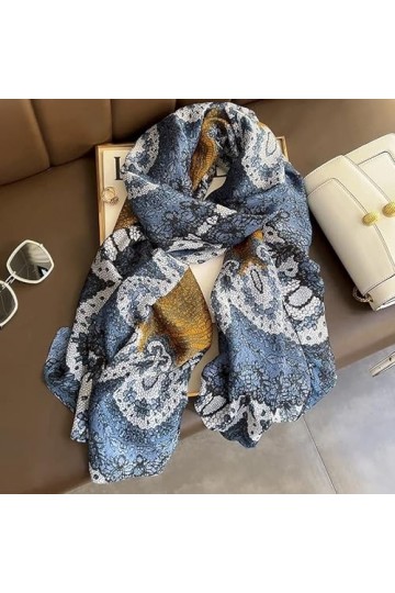 NXYJD Écharpe en Soie Femmes musulmans Hijab Long châles Enveloppement de Pashmina Print Color : A, Size : One Size 