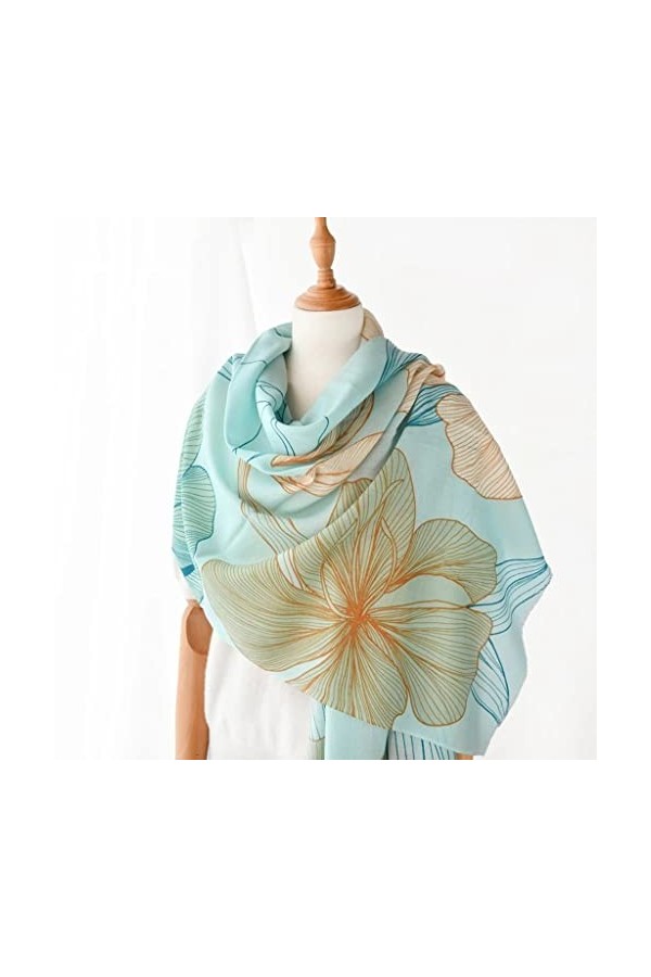 EXENXA Écharpe en Laine Femmes Automne Hiver Chaud Mince Longue Écharpe Casual Pashmina Châle Fleurs Foulards Dames Couleur 