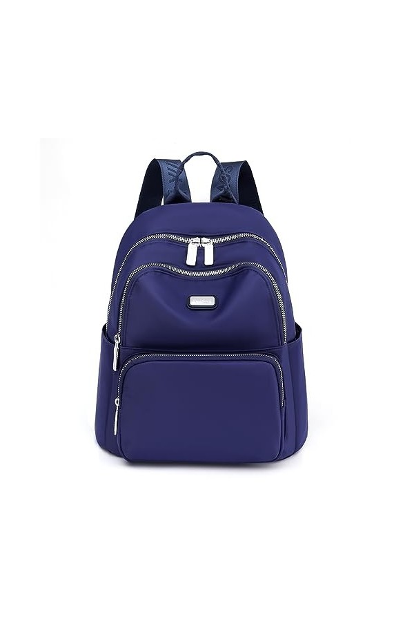 JIANLINST Sac à dos imperméable multi-poches décontracté pour femme et fille, bleu saphir