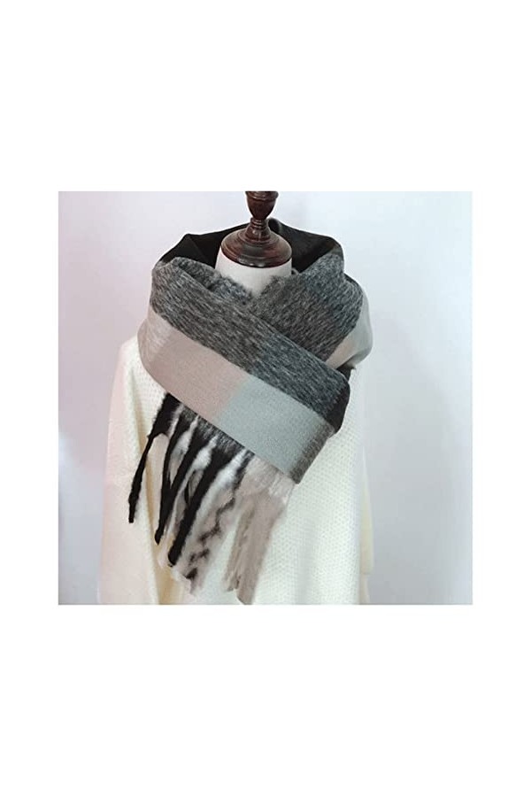 HLDETH Écharpe en cachemire à carreaux Écharpe Femmes automne hiver épais chaude chaude pashmina châles enveloppements femell