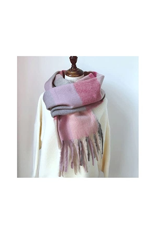 HLDETH Écharpe en cachemire à carreaux Écharpe Femmes automne hiver épais chaude chaude pashmina châles enveloppements femell